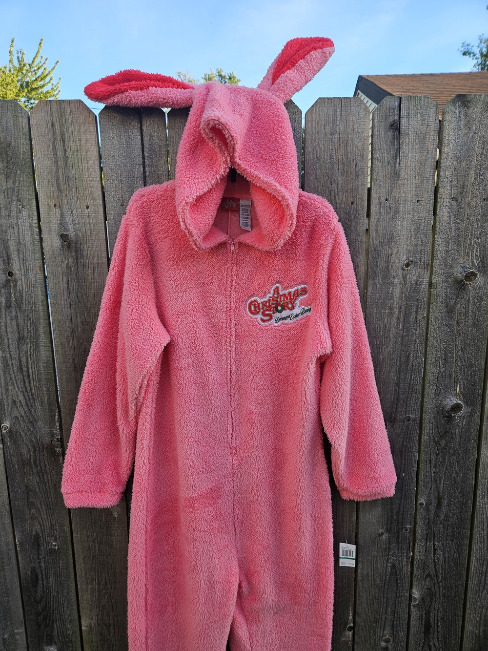 NWT A Christmas Story Onesie Deranged Bunny Costume Size L warm Pink